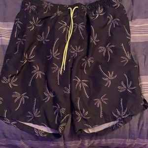 No brand, grey, white, and neon swim trunks